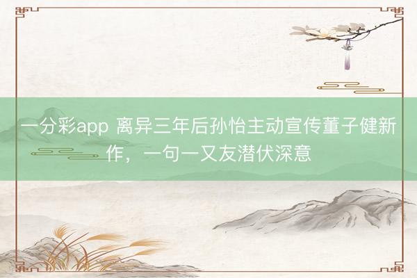 一分彩app 離異三年后孫怡主動(dòng)宣傳董子健新作，一句一又友潛伏深意